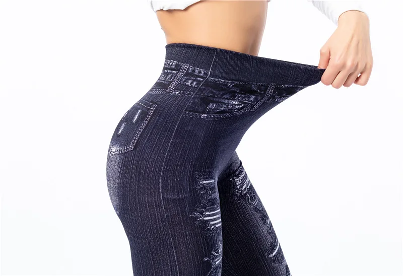 

FroMoaSa Seamless Leggings Jeans Print Pants Plus Size Legging Slim Skinny Female Pure Color Leggings
