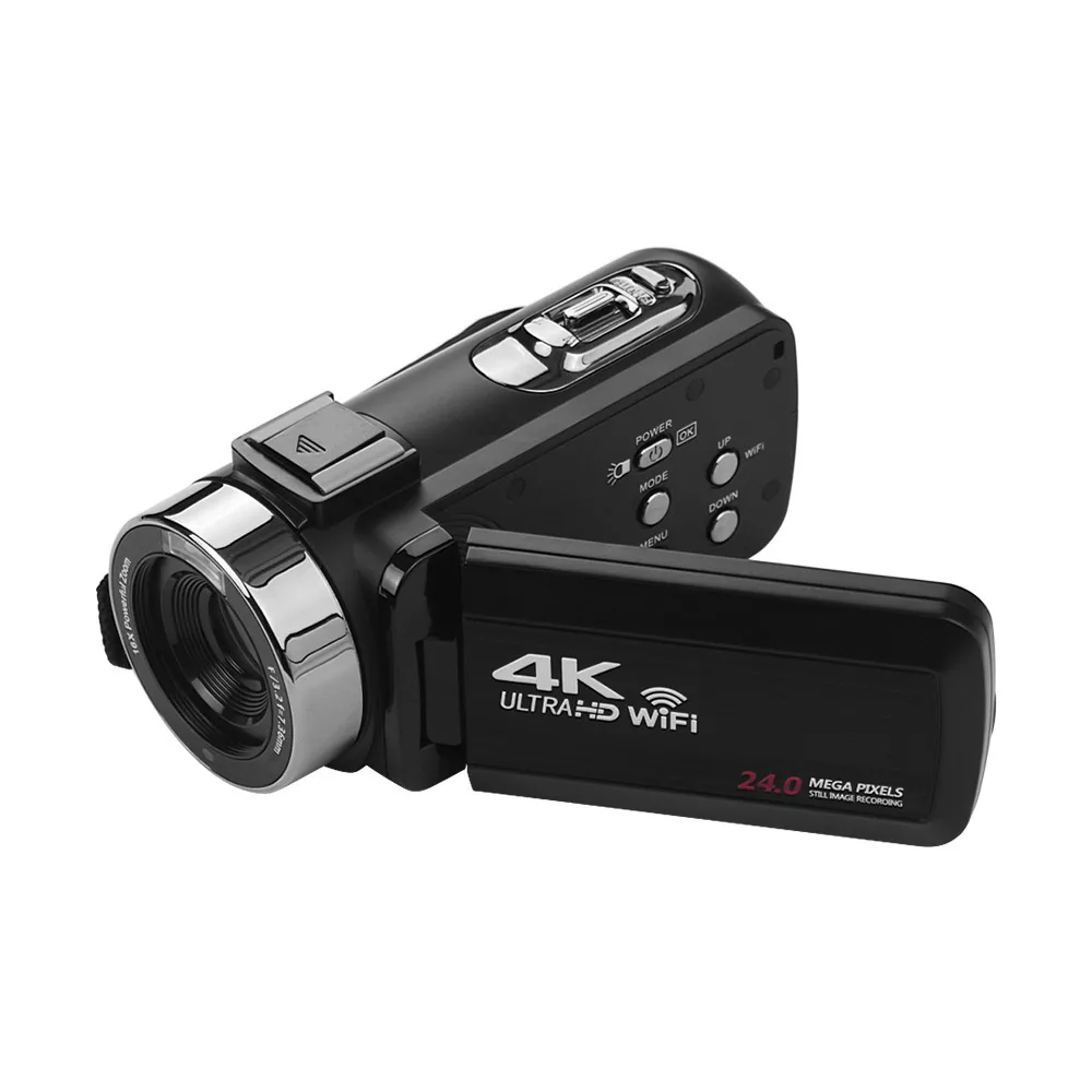 Портативная 4K FHD Цифровая видеокамера DV рекордер 3,0 дюймов Вращательный экран Поддержка ИК ночного видения WiFi подключение