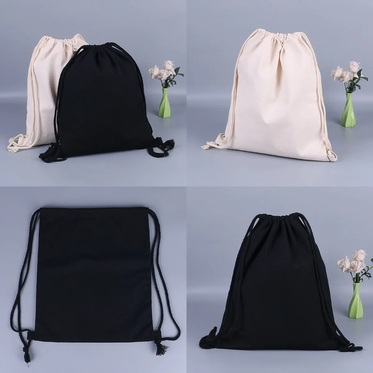 

Canvas Bag Shoulders Drawstring Bundle Pockets Custom Creative Shopping Student Backpack Bag Cotton Pouch