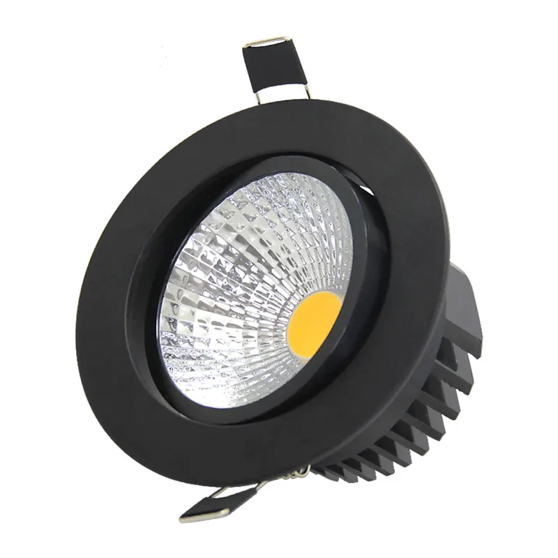 Черный круглый Dimmable утопило светодиодный потолочный COB светильник 5 W/7 W/9 W/12