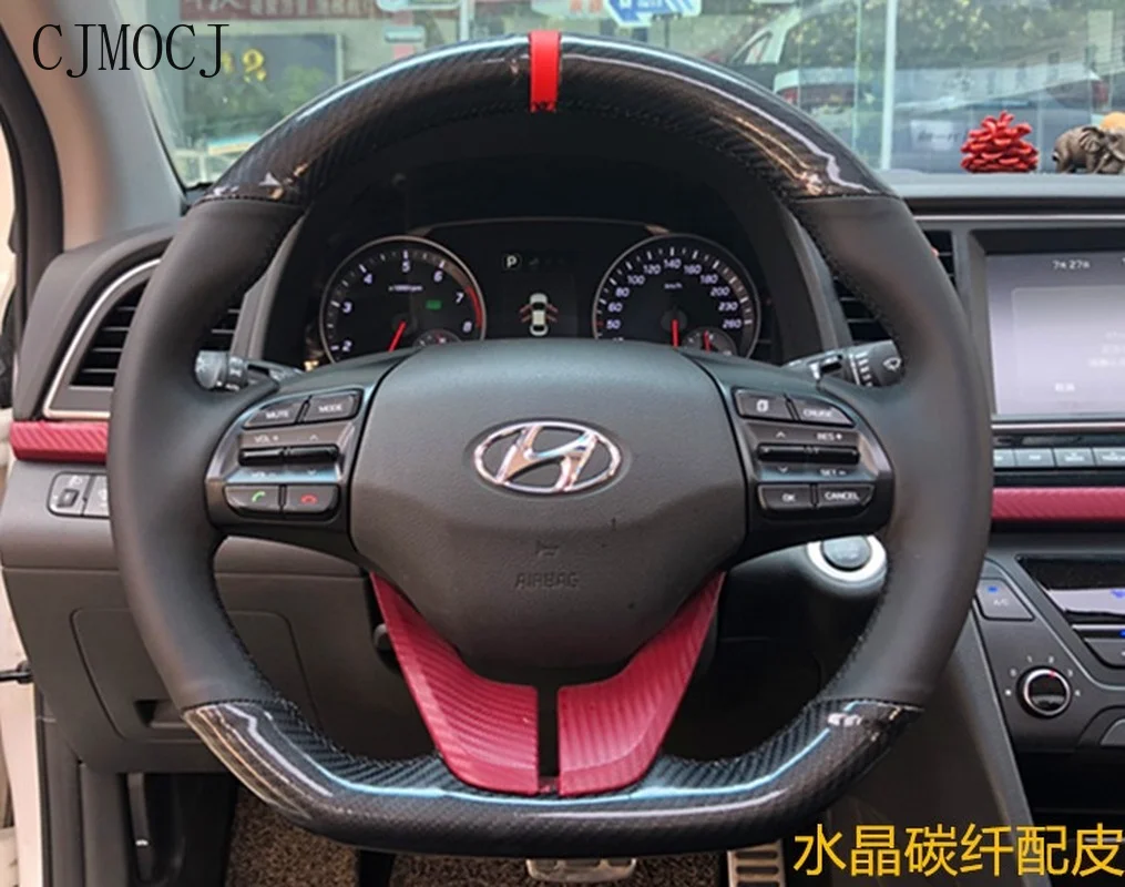 

For Hyundai MISTRA Ix25 ELANTRA CELESTA Ix35 Hand-Stitched Leather Carbon Fibre Steering Wheel Cover Interior Car Accessories