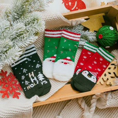 3 пары рождественских носков Детские осенне-зимние утепленные носки для