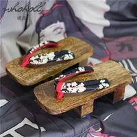 whoholl clogs summer women slippers japanese wood geta flip flops cosplay shoes animation rem samurai sandals slippers