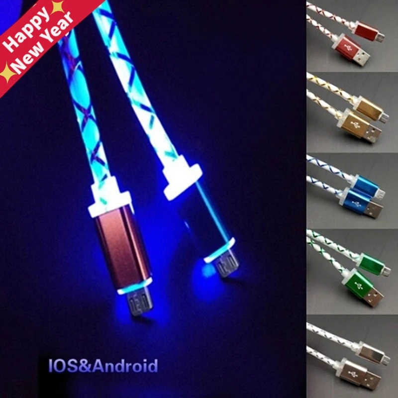 Кабель Micro USB для телефона Видимый светодиодный светильник микро зарядный кабель