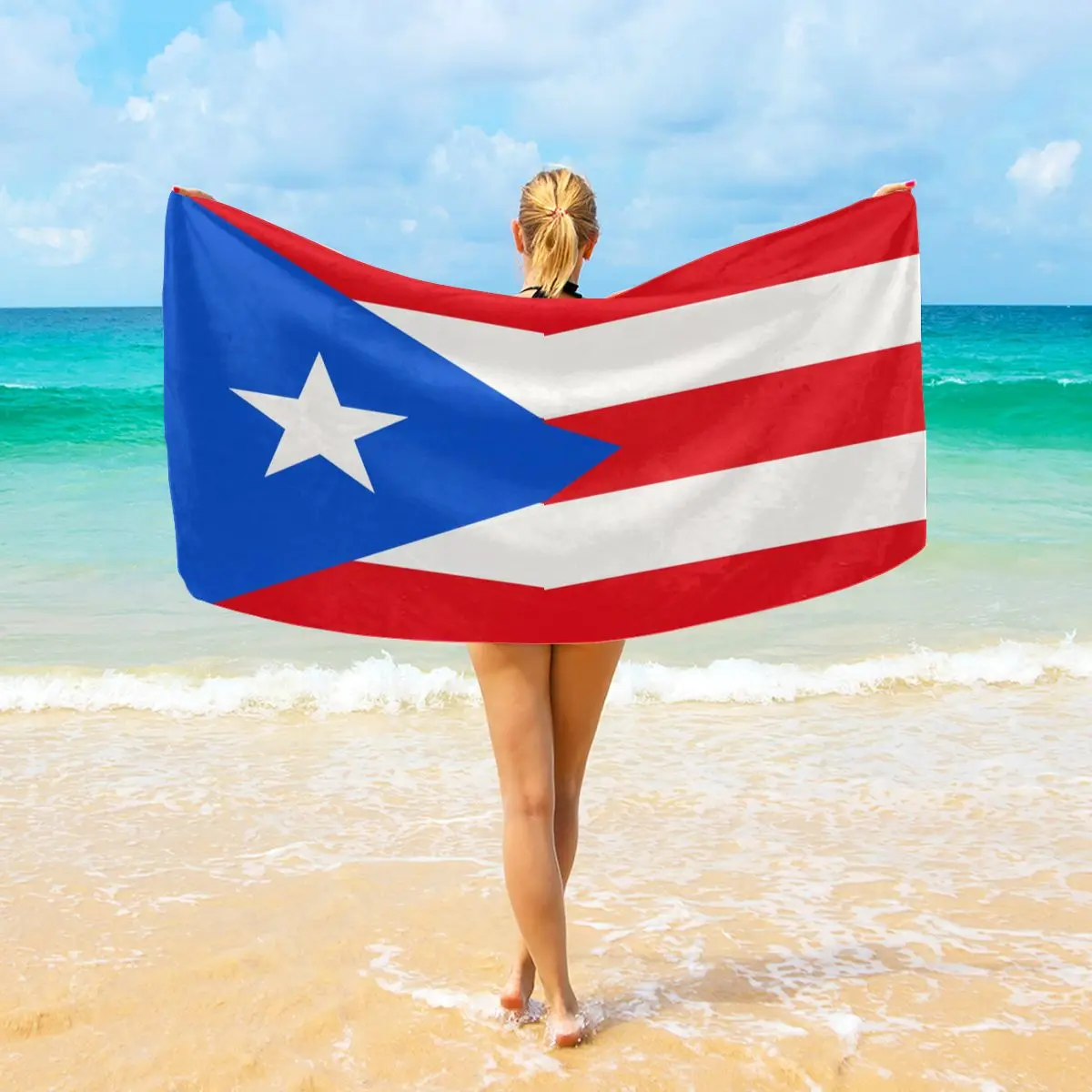 

Flag printing beach towel summer swimming surfing quick-drying bath towel outdoor water sports sunscreen shawl