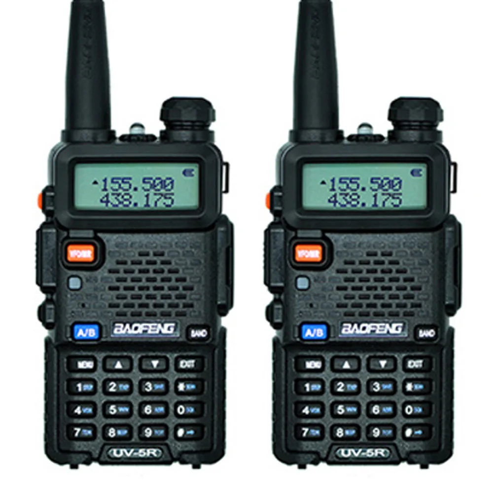 2 шт. Baofeng UV-5R переговорные Двухканальные рации двухстороннее Радио FM трансивер Dual-Band DTMF Vox Сигнализация светодиодный фонарик Key Lock - Цвет: Black