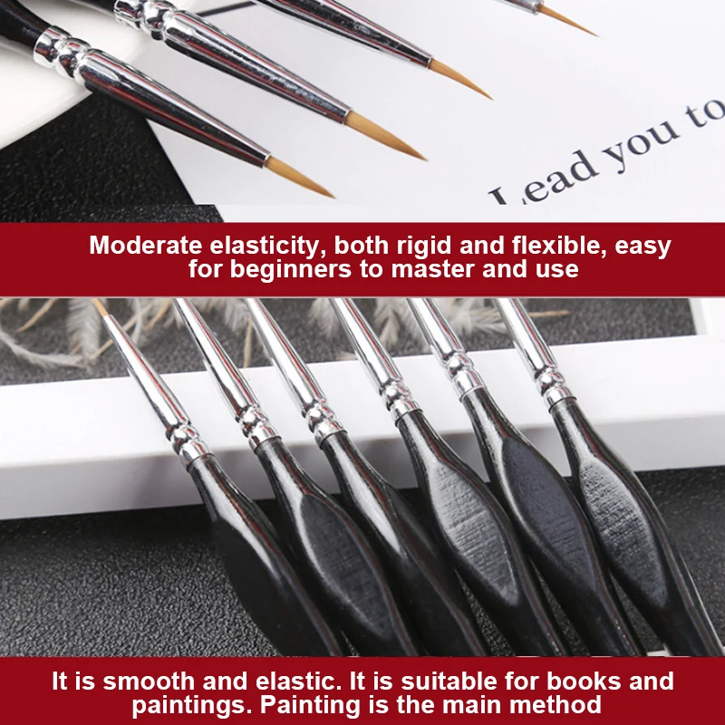 

9pcs Watercolor Hook Line Pen Soft Outline Painting Miniature Detail Paint Brush Set for Gouache Oil Acrylic Painting GK
