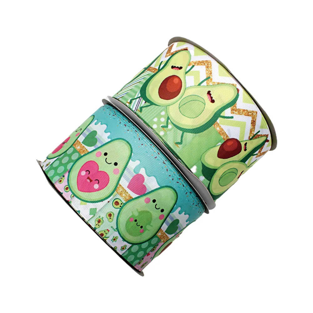 

22mm 25mm 38mm 75mm cute cartoon avocado printed grosgrain ribbon