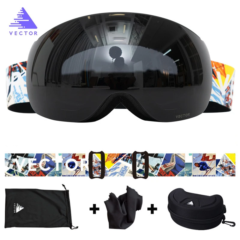 Balck With Case2 Катания на лыжах, сноуборде, бренд двухслойные UV400 Анти-туман большой Лыжная маска очки для лыжного спорта мужские и женские зимние очки для катания на сноуборде - Цвет: Balck With Case2