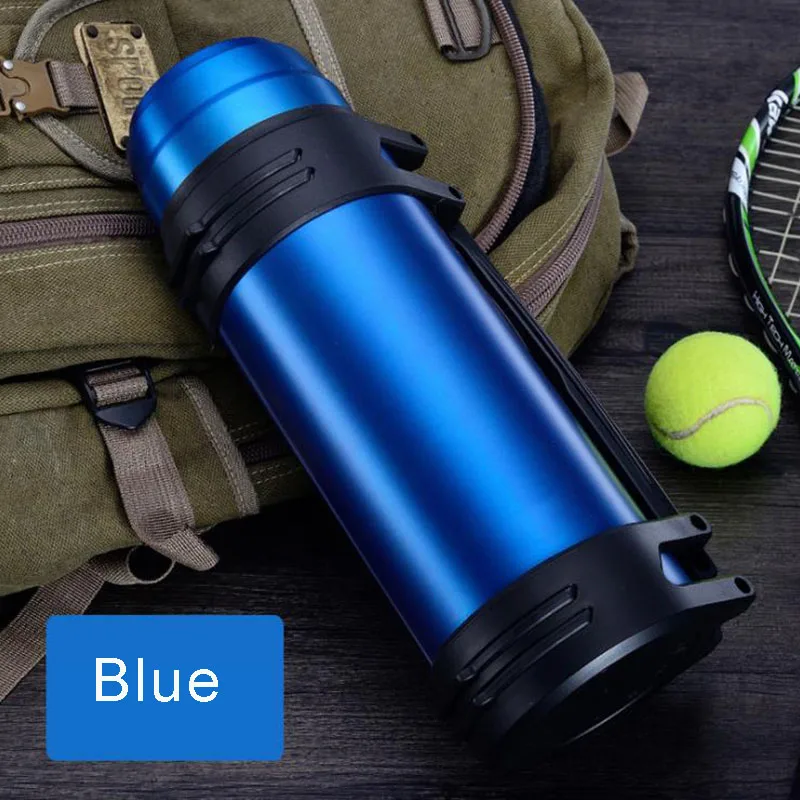 Blue 1.2L/1.6L/2L/2.5L/3L термос из нержавеющей стали для путешествий на открытом воздухе, бутылка для воды, портативная вакуумная колба с изоляцией, чайники - Цвет: Blue