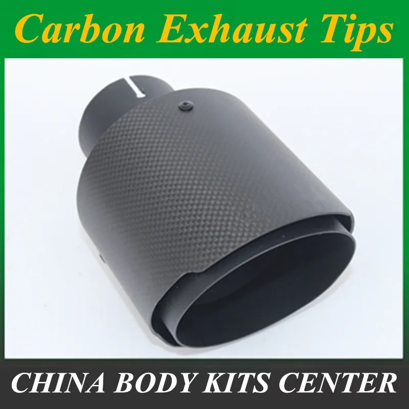 

Car Matte Carbon Fiber Exhaust System Muffler Tip Universal Straight Stainless Black Mufflers Multi-Size For Akrapovic