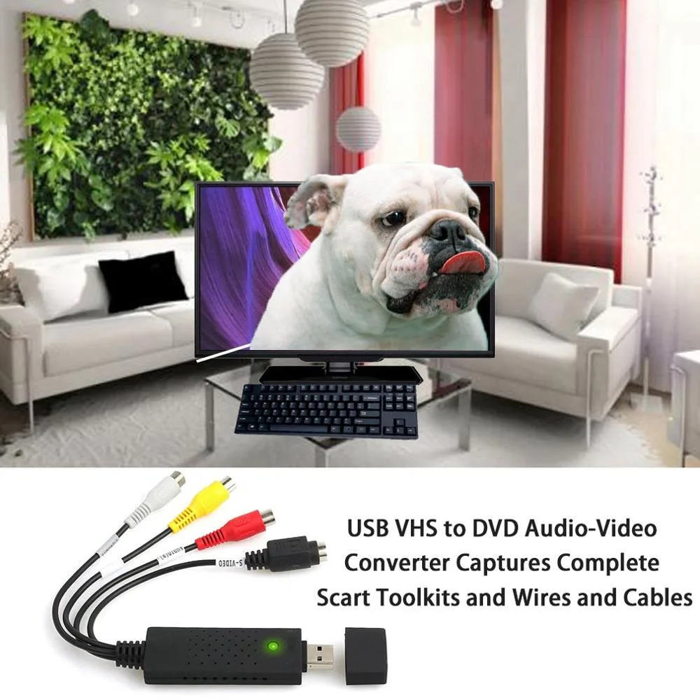 

USB2.0 VHS To DVD Converter Convert Analog Video To Digital Format Audio Video DVD VHS Record Capture Card quality PC adapter