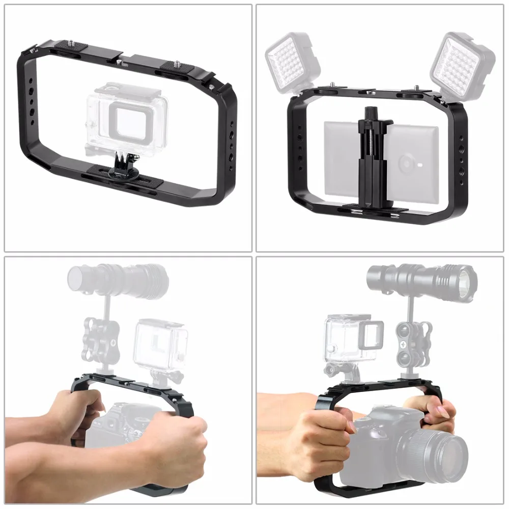 Портативная клетка для камеры для DJI OSMO Action/YI/eken для Gopro 7 6, подставка для смартфона, держатель для видео Vlog Grip, стабилизатор, кронштейн