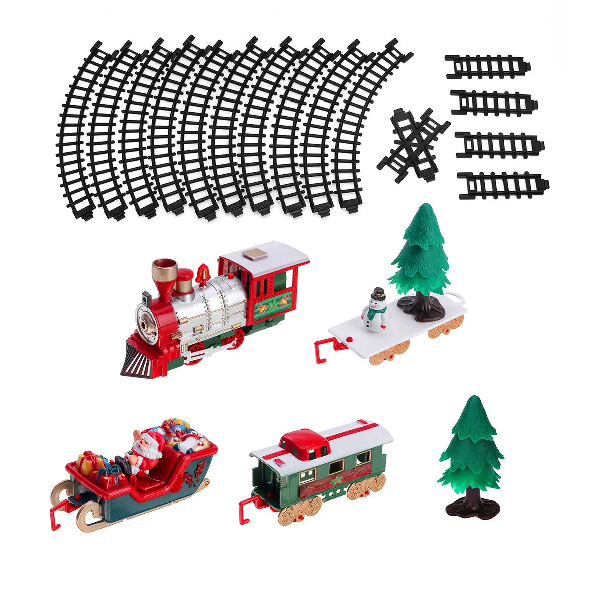 Tren El&eacute;ctrico de juguete para Navidad, coches de pista de carreras con m&uacute;sica, decoraci&oacute;n de &aacute;rbol de Navidad de Santa Claus, modelo de tren-3