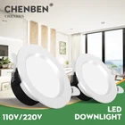 Встраиваемый светодиодный точечный светильник, круглая потолосветильник лампа направленного света для гостиной, кухни, 110 В, 220 В, 5 Вт, 7 Вт, 12 Вт, 18 Вт