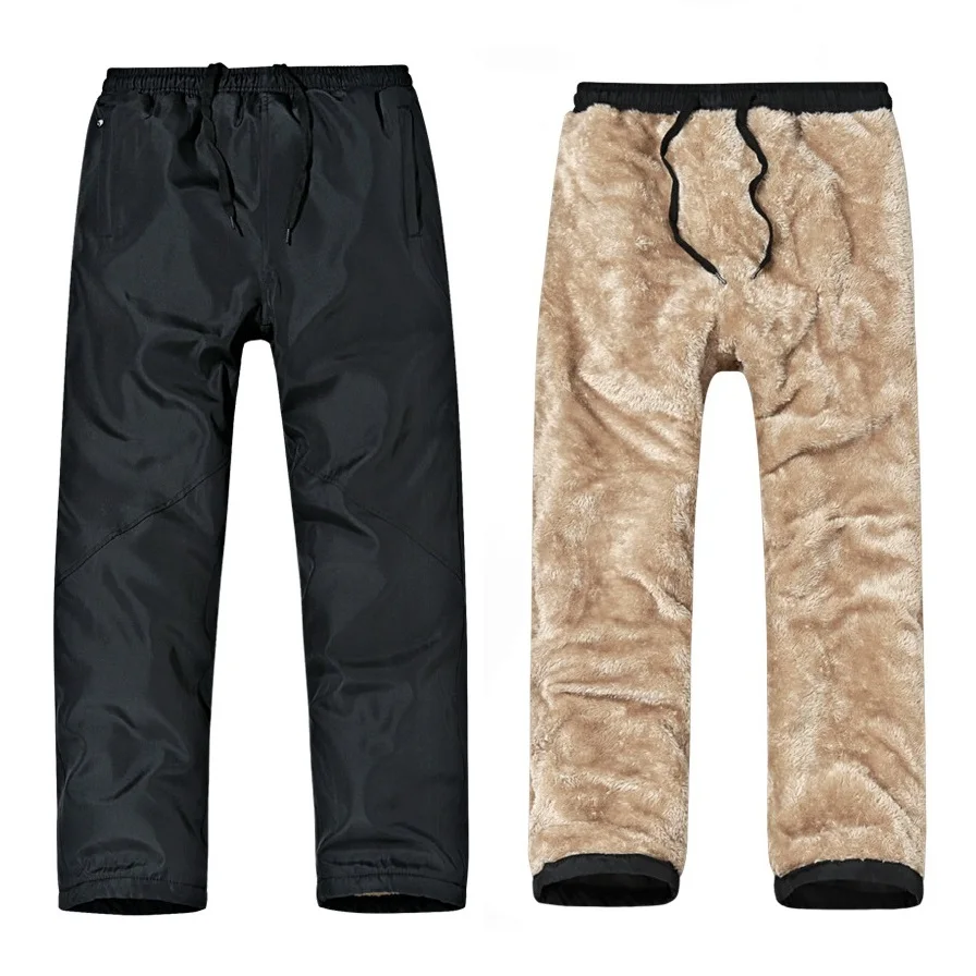 

Winter Pants Fleece thick Men Joggers keep Warm in cold weather and Windproof trousers with pockets on side