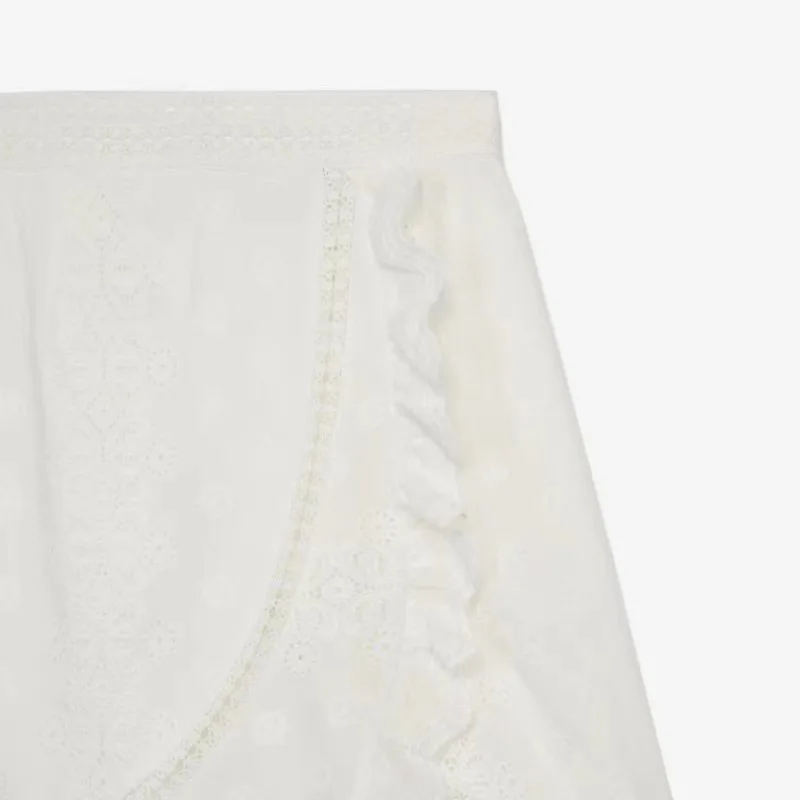 

Women Skirt 2021 Spring and Summer New Style Ladies Stitching Solid Color Embroidery Lace Hollow Skirt