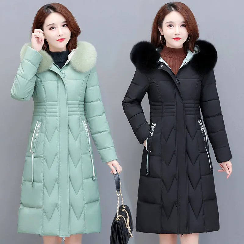 White Duck Down Jackets Women Long Section 2022 Winter New Cotton Coat Slim Hooded Female Jacket Overwear Tops Ladies