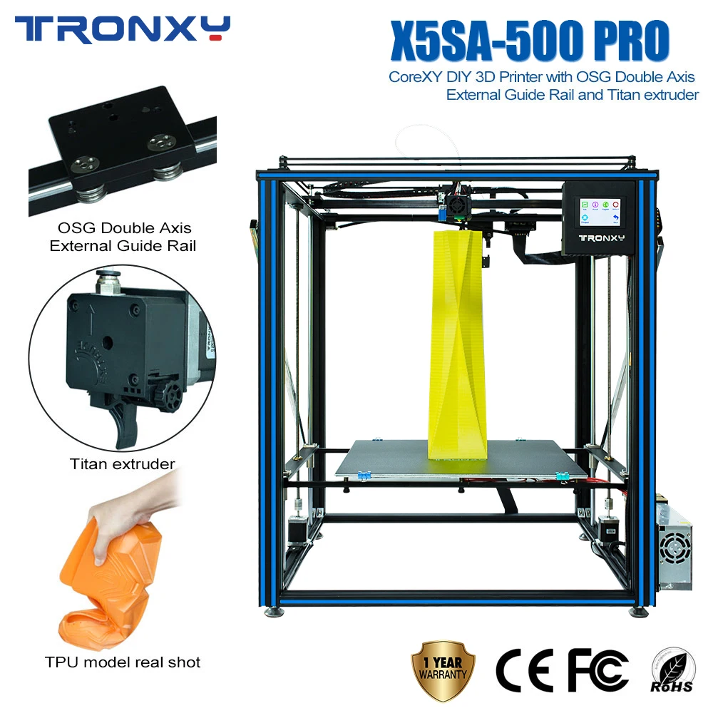 

3D-принтер TRONXY 2021, X5SA-500-PRO мм, размер 500*500*600 мм, бесшумный, обнаружение поломки материнской платы, автоматическое выравнивание