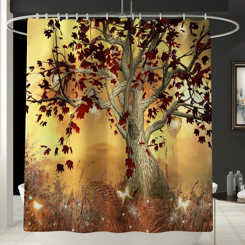 Занавеска для душа Zeegle Maples с принтом набор ковриков ванной комнаты