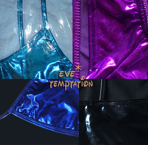 Сексуальное нижнее белье из искусственной кожи с блестящим ПВХ Babydoll трико без