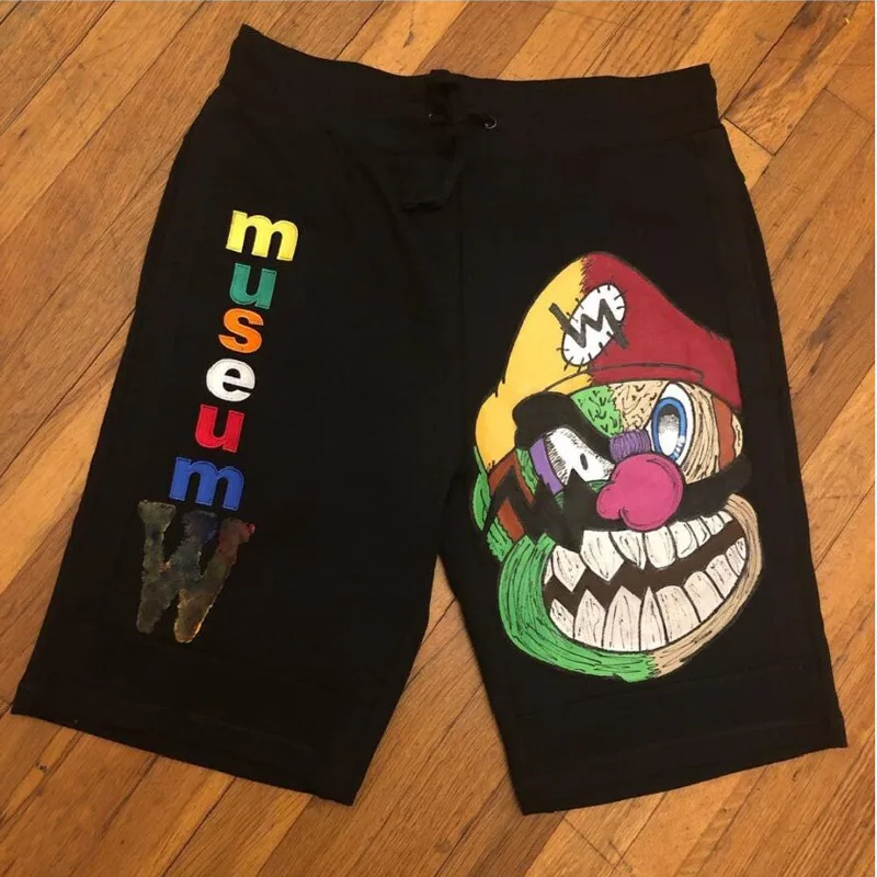 

summer cotton shorts men cute cartoon letters print mens clothing drawstring outdoor sweat shorts running gym bottoms fitness