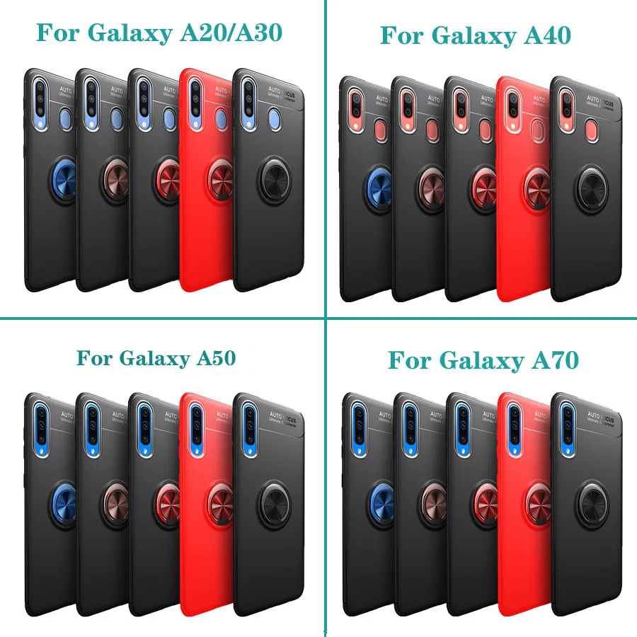 Для samsung Galaxy A50 A30 A40 A20 A70 чехол Lenuo противоударный силиконовый+ металлическое кольцо держатель задняя крышка Подставка для телефона для samsung A50