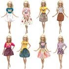 NK 1x модное милое мини-платье с цветочным принтом, юбка для свадебвечерние, Повседневная Одежда для куклы Барби, аксессуары для девочек, игрушки JJ