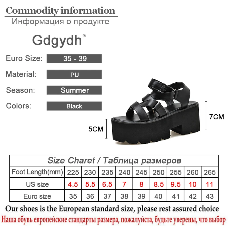 Женские босоножки на платформе Gdgydh черные обувь толстом каблуке с застежкой