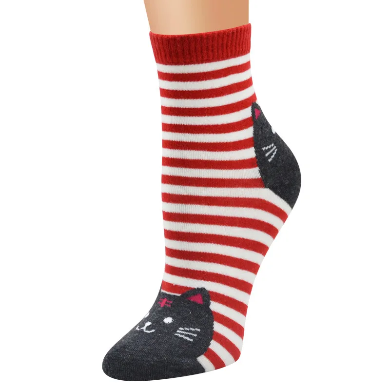 Женские носки с забавным милым мультяшным рисунком хлопковые полосатые в стиле