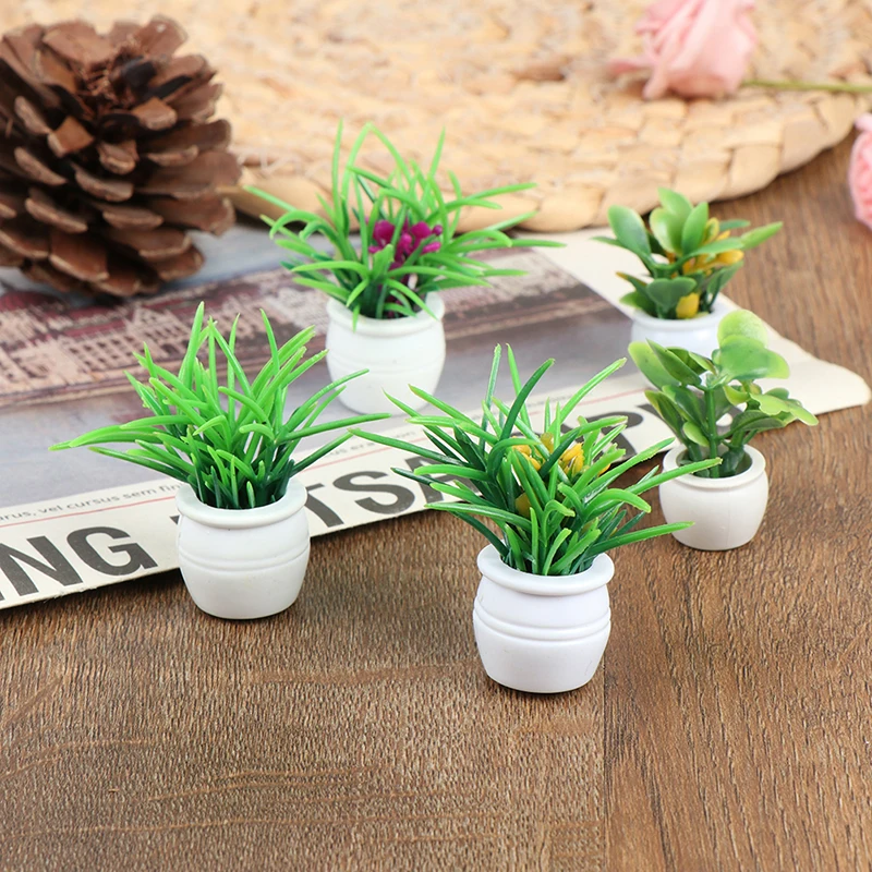 

1/5pcs 1:12 Dollhouse Miniature Green Plant Pot Furniture Home Decor Accessories