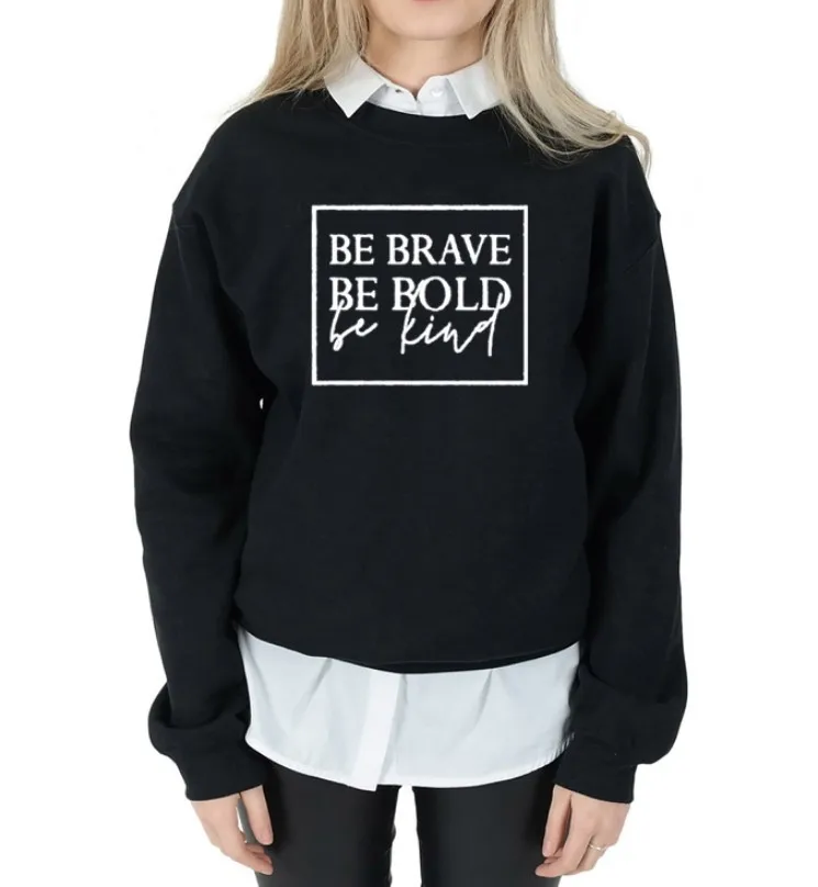 

be brave sweatshirt womens be kind hoodie plus size women hoodies pink casual harajuku 2019 pullovers letter gothic mama