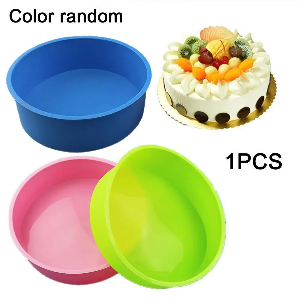 

1pcs 8''inch Random Color Round Shape Silicone Mold Kitchen Bakeware Cake Tools DIY Desserts Mousse Silicone Molds For Baking