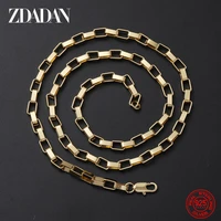 zdadan 925 sterling silver 18k gold 4mm box chain necklace for men women party jewelry gift
