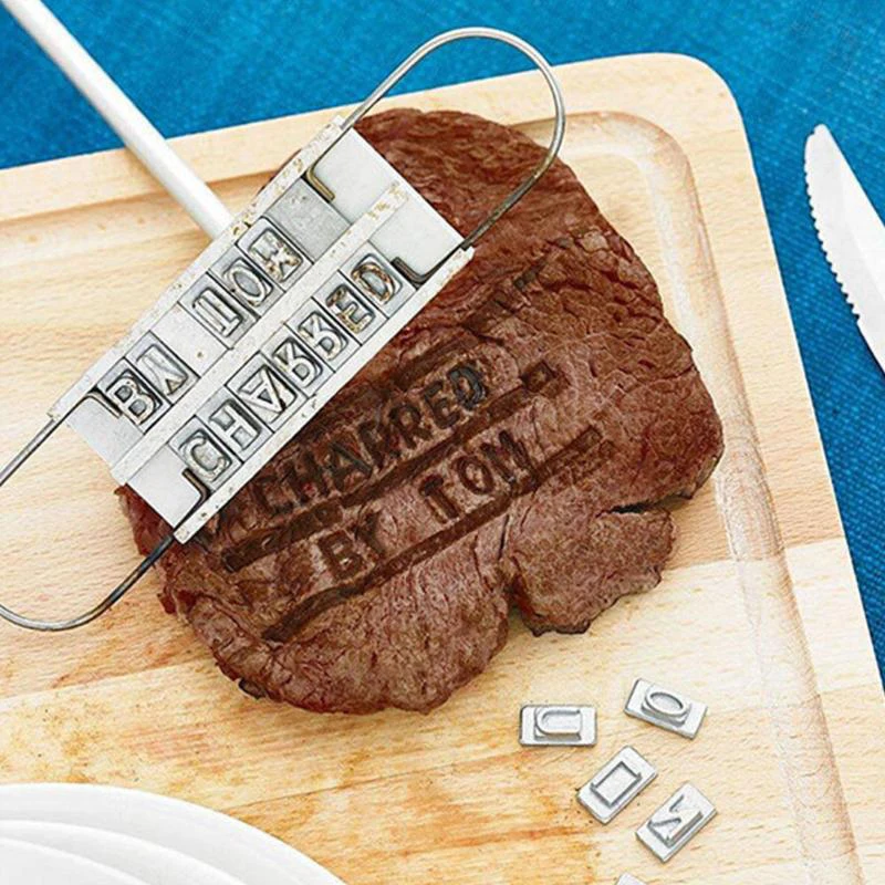 BBQ Barbecue Branding Iron Signature Name Marking Stamp Tool Meat Steak Burger 55 x Letters Arbitrarily arranged |