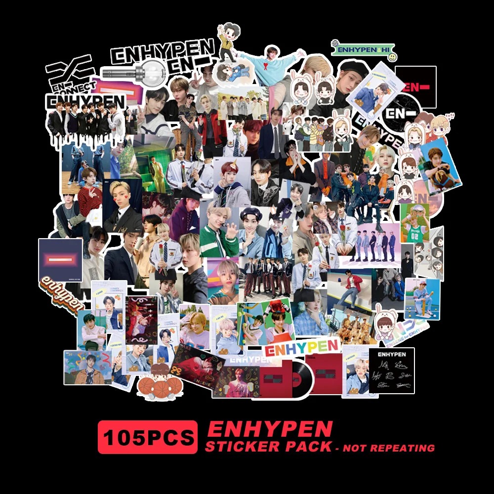 

105pcs/set Kpop ENHYPEN Character Stickers EN High Quality HD Photo Waterproof Sticky Paper for Luggage Laptop Notebook