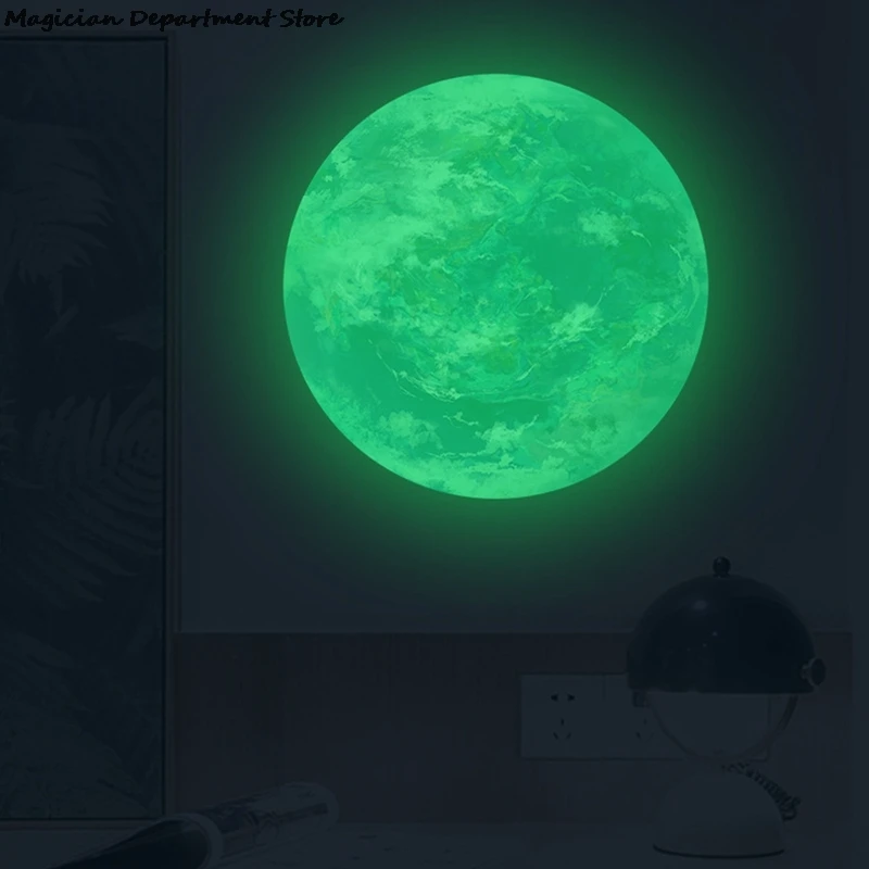 

Luminous Moon Earth Cartoon DIY 3D Wall Stickers For Kids Room Bedroom Glow In The Dark Wall Films Mini Earth Fridge Magnet New