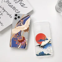 fashion colorful japanese crane bird transparent soft phone case for iphone 8 7 6 6s plus x se 2020 xr 11 pro xs max 12 12mini