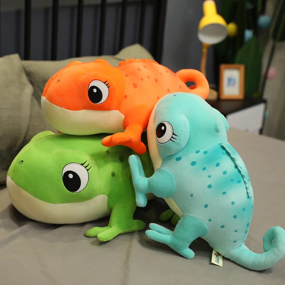 

Cute simulation chameleon doll animal plush toy sleeping pillow birthday gifts for friends bedside sofa cushion multiple colors