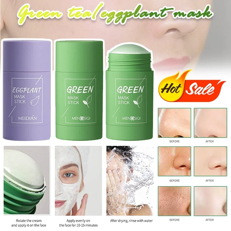 

Green Tea Oil Control Eggplant Acne Clearing Solid Mask Cleansing Mask Moisturizing Remove Blackhead Shrink Pores Mud Mask