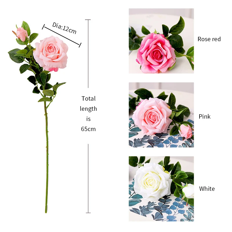 2 Heads Fake Roses Branch Flores High quality Artificial flowers Bouquet Plastic Silk Flowers Bride For Home Wedding Decor | Дом и сад