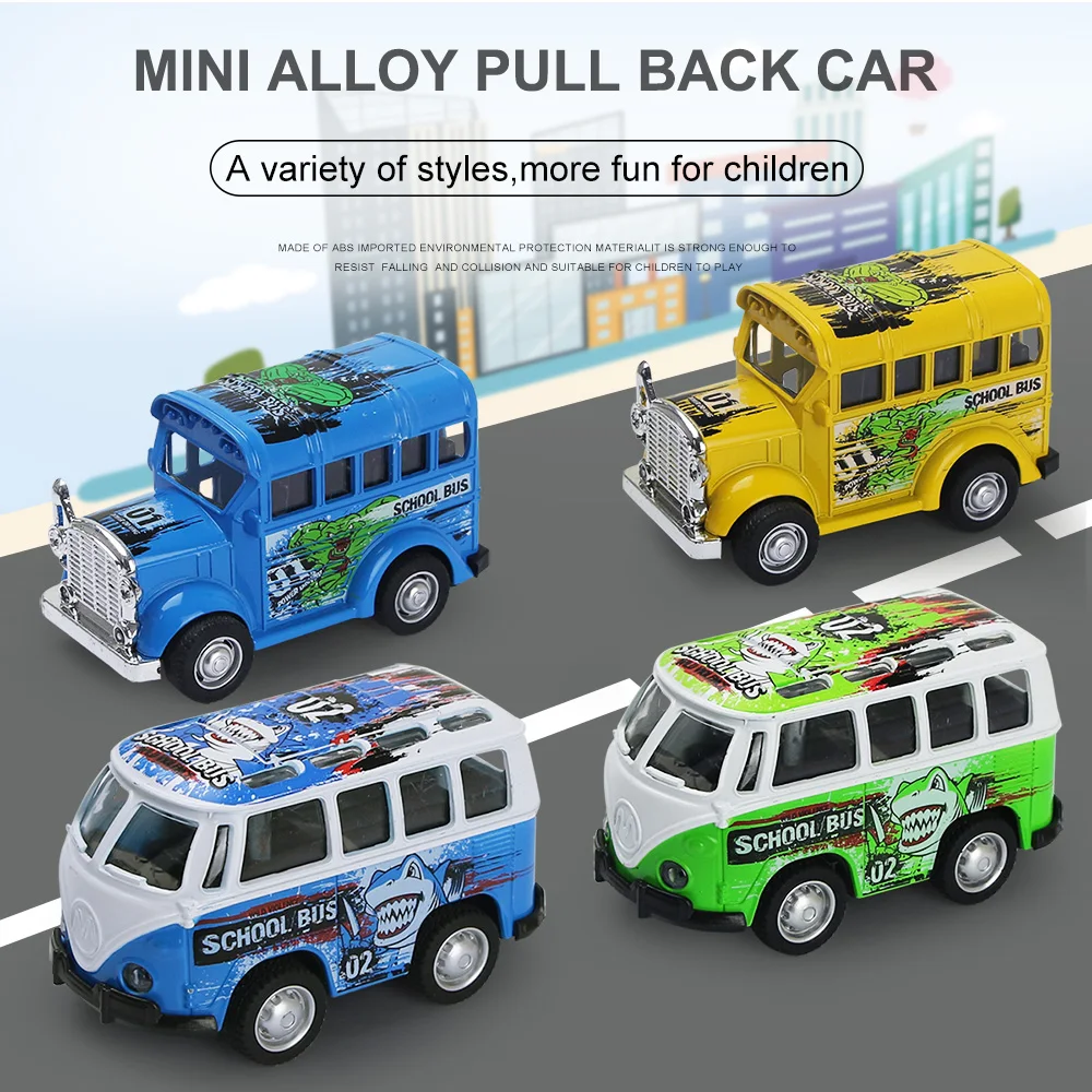 

Mini Alloy Inertial Pull Back Vehicles Model Toy Metal Diecast Car with Rubber Wheel School Bus Toys Educational for Kid Gift