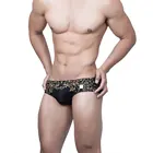 Купальник мужской стрейчевый, пикантные трусы-плавки, шорты узкие с принтом, брендовый купальный костюм для серфинга, летние пляжные спортивные штаны, купальник с чашками пуш-ап