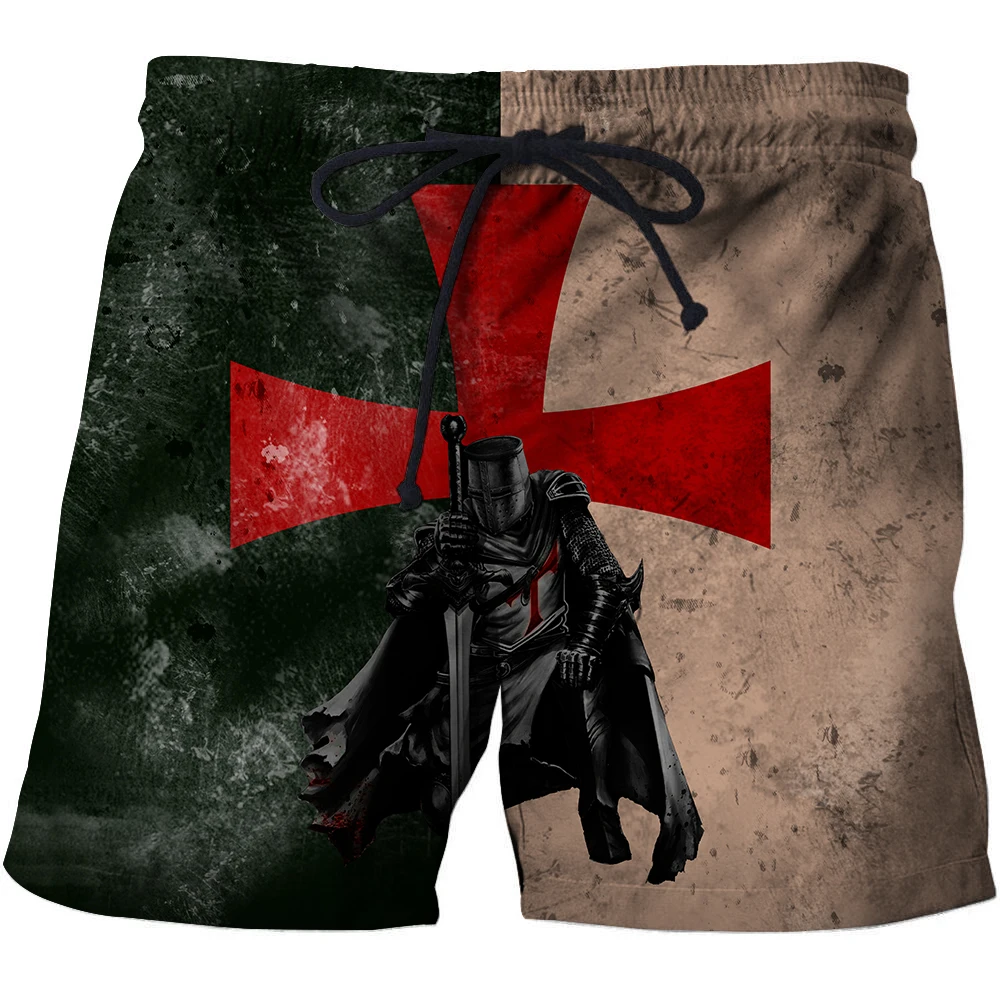

European And American Summer New Style Beach Beach Pants Casual men's Clothing 3D Printed Beach Pants Knight