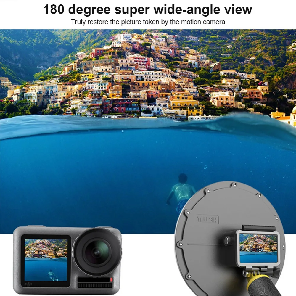 Купольный корпус чехол для DJI Osmo Action Sports camera Дайвинг объектив чехол для фотосъемки 30 м подводное плавание крышка с моноподом