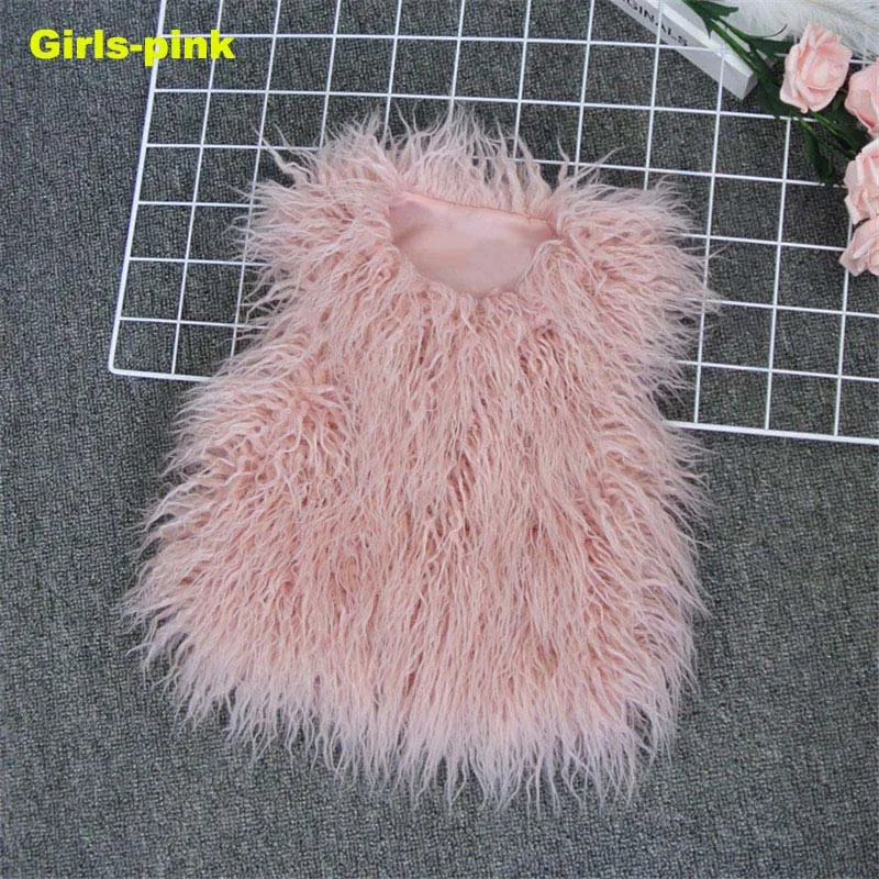girlspink Коллекция года, одежда для мамы и дочки жилет из искусственного меха осенне-зимнее пушистое пальто без рукавов, модное повседневное плотное теплое пальто - Цвет: girlspink
