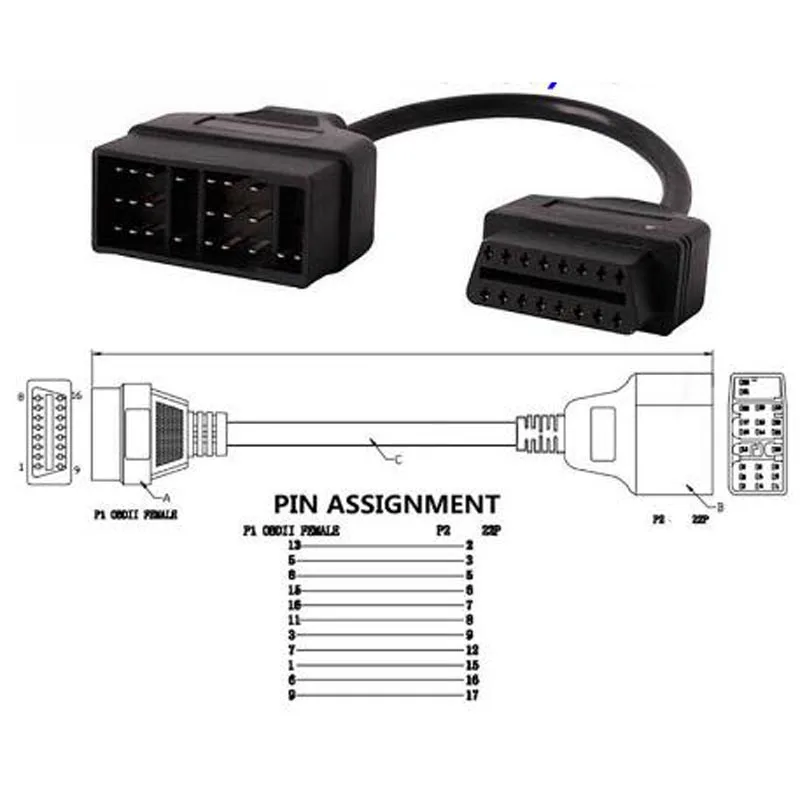OBD OBDII OBD2 Кабель адаптер для 22Pin 16Pin разъем 17 Pin ODB2 кабель|Диагностические сканеры