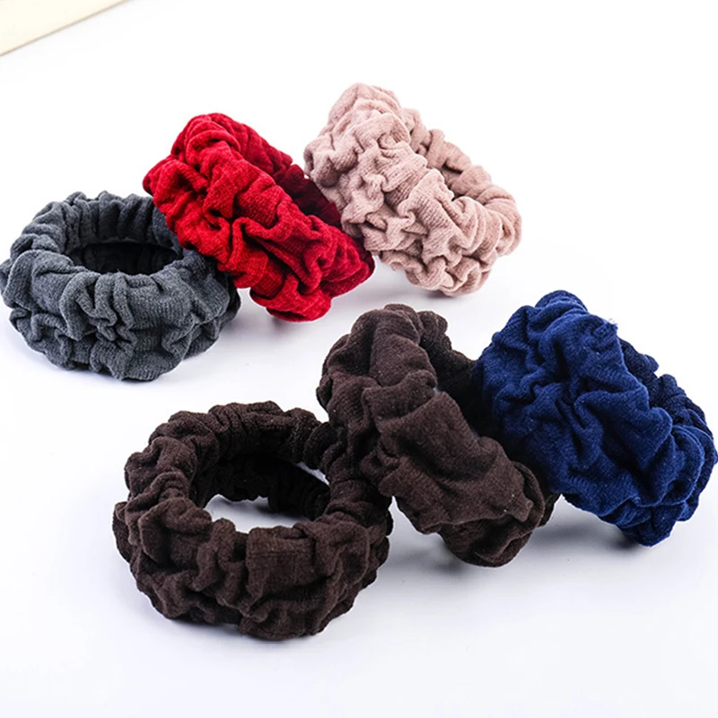 

3 шт., широкая эластичная Женская веревка для волос, однотонные, складные, толстые резинки, заколки для волос, повседневный держатель для кон...