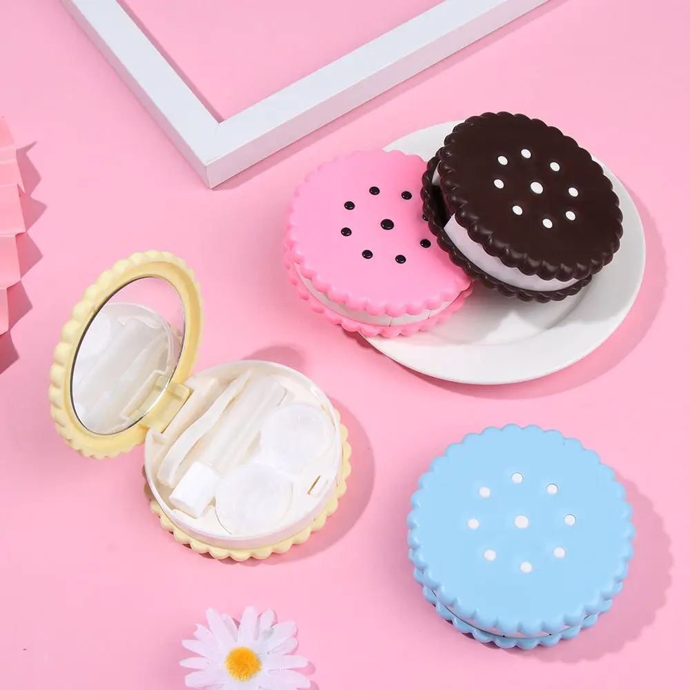 Дорожный милый чехол для контактных линз карамельного цвета с зеркалом