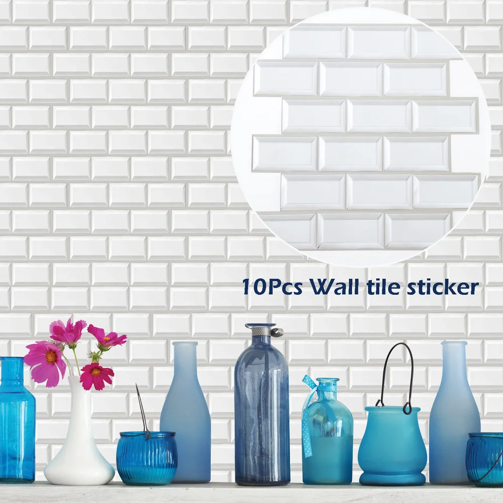 10 шт./упак. 3D наклейки ПВХ самоклеящаяся Водонепроницаемый панели DIY Съемный ТВ